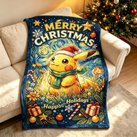 Couverture en flanelle personnalisée avec impression Pokémon, couverture en polyester douce et moelleuse pour lit, couverture personnalisée imprimée, 200g