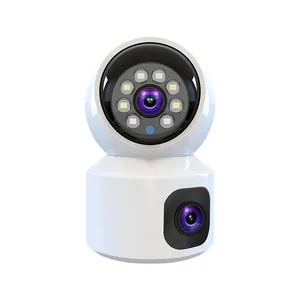 최신 듀얼 렌즈 4mp v380 app ptz 양방향 오디오 ip 무선 광각 로컬 및 클라우드 스토리지 와이파이 카메라