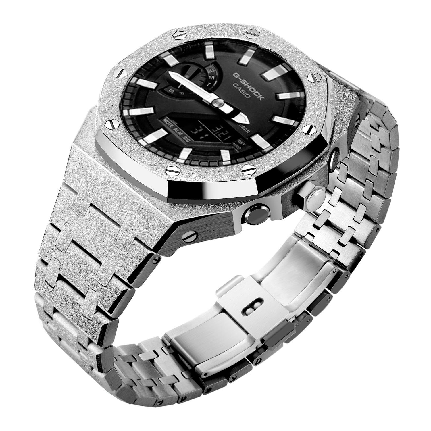 Cream gold and silver shell silver steel belt