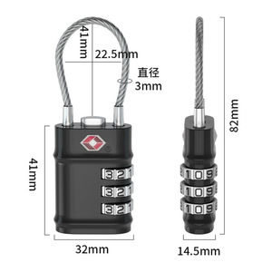 <b>TSA</b> Combination <b>Lock</b> With Steel Wire 3mm Diameter 41mm Height For Luggage Travel Security Padlock - Product Image 1