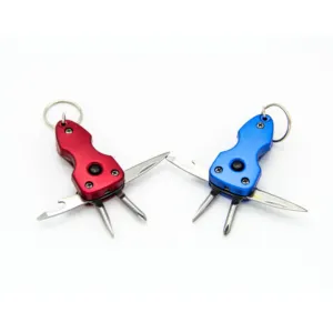 Mini outils de poche multifonctionnels, porte-clés avec lumière LED/tournevis/ouvre-bouteille, vente en gros