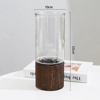 Plateau en bois moderne haut de gamme de luxe léger Vase en verre Ornement pour la décoration du salon Vase hydroponique à fleurs fraîches Vente en gros