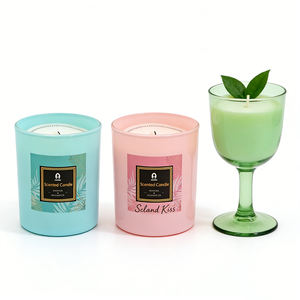 Bougie parfumée en verre mat luxueux à la cire de soja, cadeau pour la fête des pères, forme pilier, sans fumée, parfumée, vente en gros de bougies aromatiques - Product Image 1