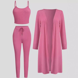 Abbigliamento <span class=keywords><strong>donna</strong></span> all'<span class=keywords><strong>ingrosso</strong></span> moda nuovo stile Casual 3 pezzi Set per le donne tinta unita - Product Image 3