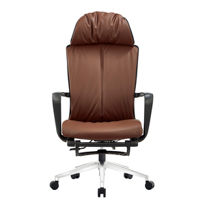 Silla de oficina ejecutiva moderna, reposapiés giratorio de relajación para el almuerzo de cuero, reposabrazos de actividad de altura ajustable, aleación de aluminio - Product Image 2