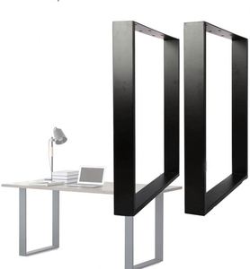 WEKIS Juego de 2 Patas Cuadradas Negras de Hierro Industrial para Mesa de Comedor, Escritorio de Oficina, Uso en Exteriores y Hoteles - Product Image 1