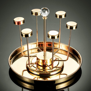 Support rotatif pour verres à vin en acier inoxydable, capacité de 5 à 9 verres, support de table pour le rangement des verres à vin - Product Image 1