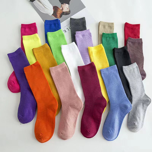 Calcetines de Algodón para Mujer, Colores Vibrantes de Tendencia 2026, Calcetines a Media Pantorrilla con Diseño Acordonado, Calcetines Holgados - Product Image 1