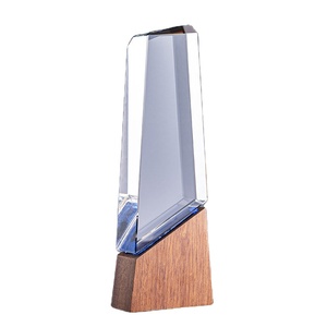 تصميم مخصص جودة عالية رخيصة K9 ميدالية زجاجية فارغة لوحات جائزة خشبية كريستال كريستال مع خشبية - Product Image 1
