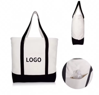Sac fourre-tout en toile avec logo personnalisé, sac fourre-tout en coton bicolore, fabricant OEM en gros