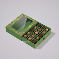 Caja de Regalo de Chocolate de Lujo con Tapa y Base de Cartón Premium para Decoración de Ramadán, con Ventana Transparente, Estilo Dubái