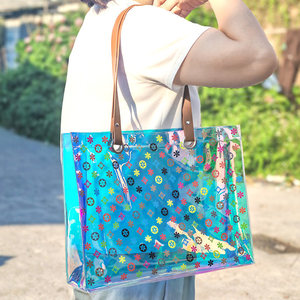 Sac de courses en PVC de nouvelle conception, imperméable, sac de plage, grande capacité, design imprimé, sac de shopping réutilisable en PVC - Product Image 6