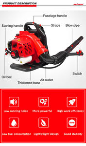 Souffleur à dos robuste pour feuilles, moteur essence 75,6 cm³, balayeuse à haut débit d'air - Product Image 4