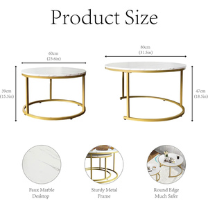 Oem Nordic Modern Luxury Marble Top Round <b>Nesting</b> Coffee <b>Table</b> Set for Home Apartment Office Bar Perfect Living Room Furniture - Product Image 3