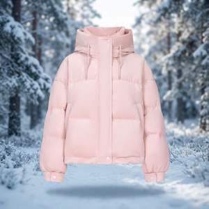 ODM Women's Bomber <b>Jacket</b> Stand Button Cotton Filling Hooded Regular Winter <b>Waterproof</b> Nylon Memory Fabric Customized Wool Silk - Product Image 3