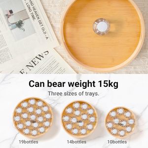 Plateau de rangement multifonctionnel en bambou de 12 pouces à <span class=keywords><strong>rebord</strong></span> haut pour épices, plateau tournant à 360 degrés pour cuisine et salle de bain, vente en gros - Product Image 2