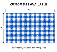 Nappe de table personnalisée pour hôtel et restaurant, bleu à carreaux, en tissu PEVA épaissi, nappe de table en plastique pour mariage et banquets