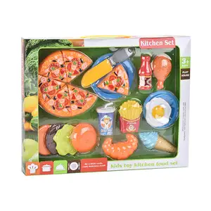 Crianças Cozinha Lastic Fast Food Cutting Brinquedos Pretend Cutting Cooking Jogo Emulação Plástica Food Cut Bread And Pizza Food Toys