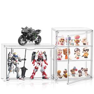 DAYOOH Minimalist 2-Tier Countertop Collectibles Organizer Showcase Kotak Display Akrilik Transparan untuk Figur Aksi dengan Pintu Magnetik - Product Image 1