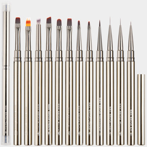 Lot de 12 pinceaux à ongles en métal pour nail art, pinceaux liner pour gel UV, pour usage professionnel en salon de beauté - Product Image 5