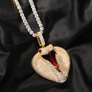 Hip Hop <span class=keywords><strong>Vermeil</strong></span> Serpent Noir Pendentif Impérieux Collier Hommes Et Femmes Glacé CZ Dessin Animé Animal Pendentif Collier Cadeau - Product Image 5
