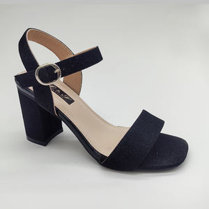 Sandali da <span class=keywords><strong>donna</strong></span> con tacco Block glitterato nero con cinturino alla caviglia da sera eleganti scarpe con tacco alto alla moda <span class=keywords><strong>calzature</strong></span> da <span class=keywords><strong>donna</strong></span> - Product Image 1