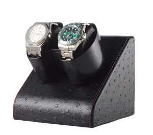 豪华高品质molle自动手表卷绕机安全木质皮革旋转手表卷绕机盒2槽