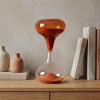 Künstlerische Bernsteinfarbene Glas-Sanduhr Einzigartiger Unregelmäßiger Sandtimer Handgeblasenes Kunsthandwerk Sanduhr für Zuhause Büro Wohnzimmer Geschenk