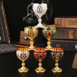 Elegante Bicchiere da Bevanda in Metallo Retrò con Diamanti, Calice Stile Europeo per Whisky, Infrangibile, Idea Regalo - Product Image 5