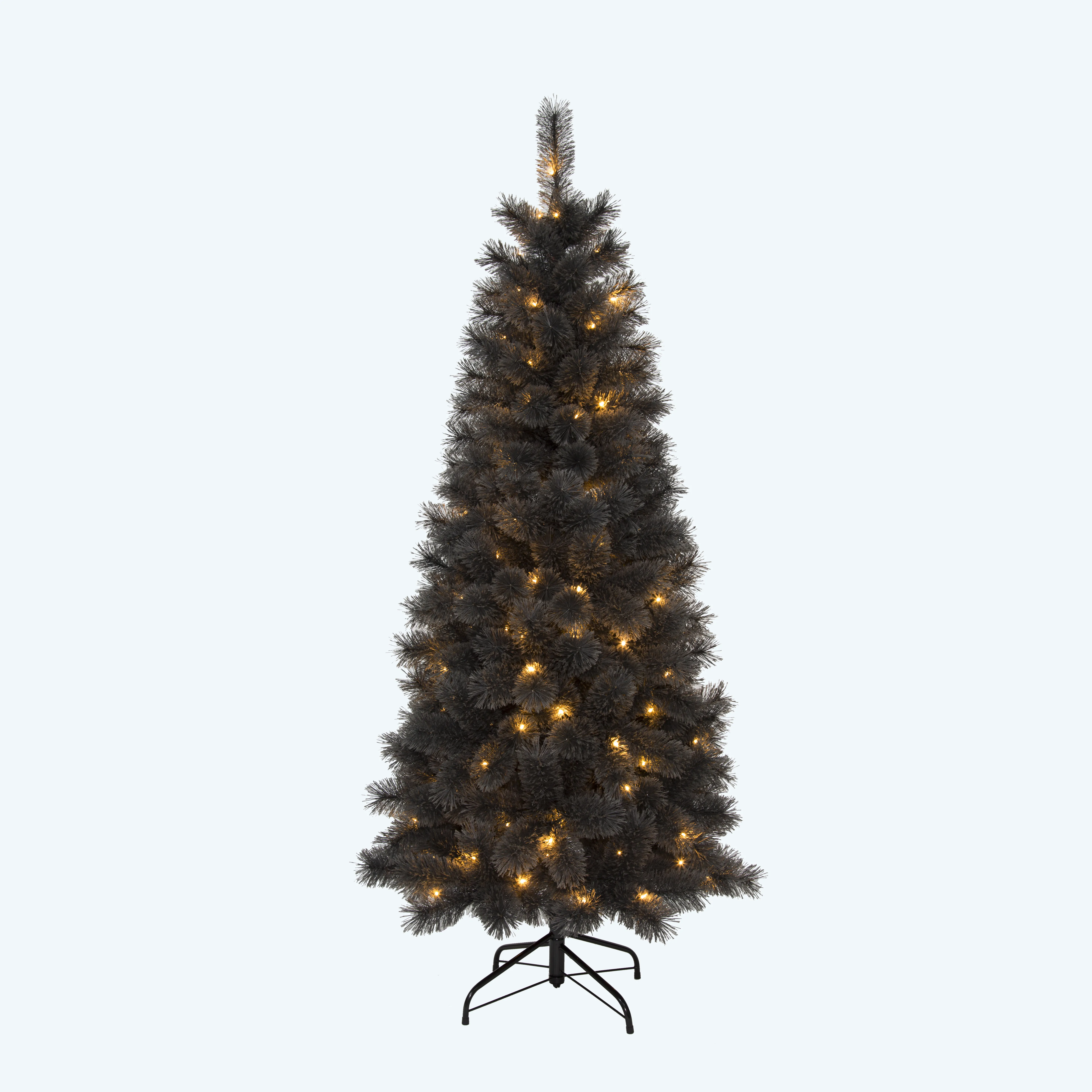 Commercial Plastic Prelit Led Black Christmas Tree With Decoration