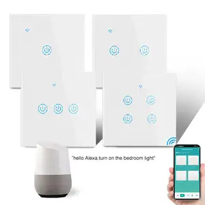 2023 Wifi Smart Lichtsc halter Glasbild schirm Touch Panel Sprach steuerung Drahtlose Wand schalter Remote APP-Steuerung Alexa Voice