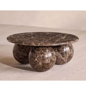 Tavolino da Caffè Tostone in Pietra Naturale e Marmo Marrone per Arredamento Interno di Salotti di Case e Ville - Product Image 1