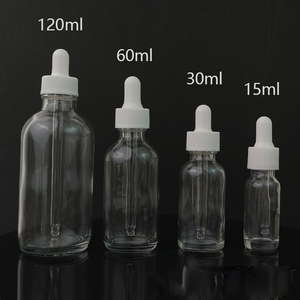Confezione di olio essenziale per capelli 120ml da 60ml da 4 once flacone contagocce tondo ambra Boston in vetro con tappo a pipetta di colore bianco - Product Image 2