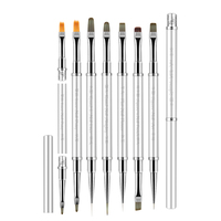 Stylo argenté double tête ovale Gel brosse Logo personnalisé cheveux en nylon double extrémité Nail Art Liner brosse ensemble outils de manucure