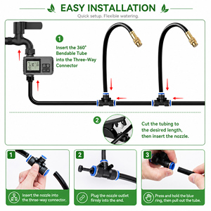 Système d'irrigation goutte à goutte automatique de 65,6 pieds avec minuterie, 360. Tuyau flexible et buses réglables pour kit d'arrosage de jardin DIY - Product Image 3