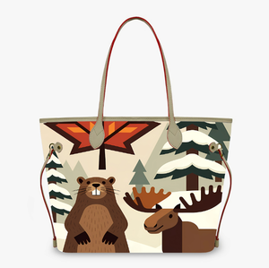 Bolso Tote Personalizado con Estampado de <span class=keywords><strong>Ciervo</strong></span> y Hoja de Arce <span class=keywords><strong>Canadiense</strong></span>, Bolso de Hombro de Moda para Mujer, Cartera de Cuero PU, Bolso de Mano Casual para Viaje - Product Image 2