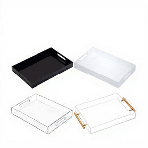 Présentoir de rangement transparent en acrylique moderne personnalisé, plateau à desserts et à pain, plateau de présentation écologique en Lucite - Product Image 3