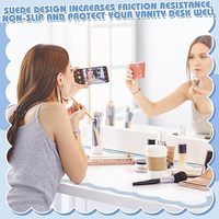 Tapis de maquillage pour coiffeuse, design festonné, bleu/rose, double face, réversible, imperméable, en cuir PU fabriqué à la machine, pour table de toilette