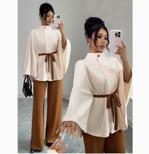 Annshine Stile Europeo e Americano 2026 Nuova Giacca Corta da <span class=keywords><strong>Donna</strong></span> con Colletto Alto e Maniche Lunghe con Coulisse + Pantaloni Lunghi - Product Image 5