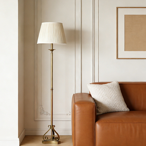 Lampe sur pied moderne de style nordique rétro avec abat-jour en tissu blanc, décoration d'intérieur, lampe de salon, lampe de chambre à coucher, lampes sur pied de luxe - Product Image 1