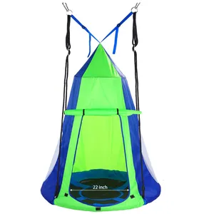 تصميم شنقا الأشرطة النسيج سوينغ في الهواء الطلق خيمة داخلية شجرة كرسي تخييم أرجوحة خيمة الأزرق
