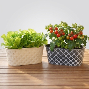 Jardinière rectangulaire longue tressée pour légumes, design vintage, en <span class=keywords><strong>plastique</strong></span> respirant, style rétro, pour balcon et usage domestique - Product Image 1