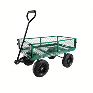 Carretilla de Jardín con Ruedas Sólidas Verdes, Bandeja Metálica, 4 Ruedas, Transporte Manual - Product Image 1
