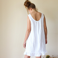 QINSI Ärmellose Summer Nighty White Pj Rüschen Nachthemd Baumwoll kleid Slip Night Frauen Pyjamas Sexy Bademantel Nachtwäsche
