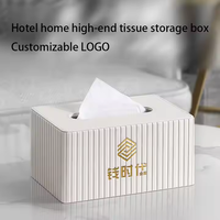 Estante de almacenamiento de cuero multifuncional con logotipo personalizado organizador de escritorio de oficina caja de pañuelos de hotel creativa con características personalizadas