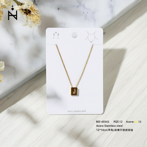 Collier en acier inoxydable avec pendentif lettre Zi J, plaqué or, 12x14cm, minimaliste, unisexe, à porter au quotidien - Product Image 2