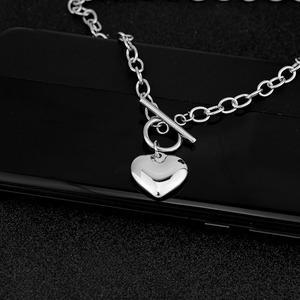2026 New Personalized OT Buckle Silver Plated Heart Shaped Pendant Necklace <b>Titanium</b> Steel Women's Necklace Fashion Jewelry - Product Image 4