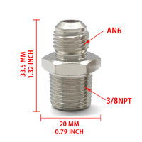 Adaptor Pipa Flare AN Male AN6 AN8 AN10 AN12 ke 1/8NPT 1/4NPT 3/8NPT Fitting Union Lurus untuk Modifikasi Sistem Pendingin Oli dan Bahan Bakar