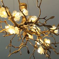 Lustre en Cuivre Modèle Prunier, Art Moderne Unique, pour Villa, Salon de Thé, Restaurant, Project, Luminaires Suspendus LED Dorés, CRI Élevé, Garantie 3 Ans