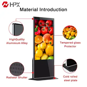 HPX Floor Standing 55 65 75 polegadas Vertical Totem Digital Touch Screen Display interativo Android LCD publicidade quiosque